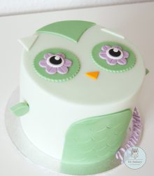 Light green cake made to look like an owl